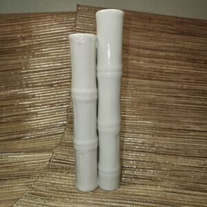Vintage MSM Boho Shefferd Japan Bone China Bamboo Triple Bud Vase 9"